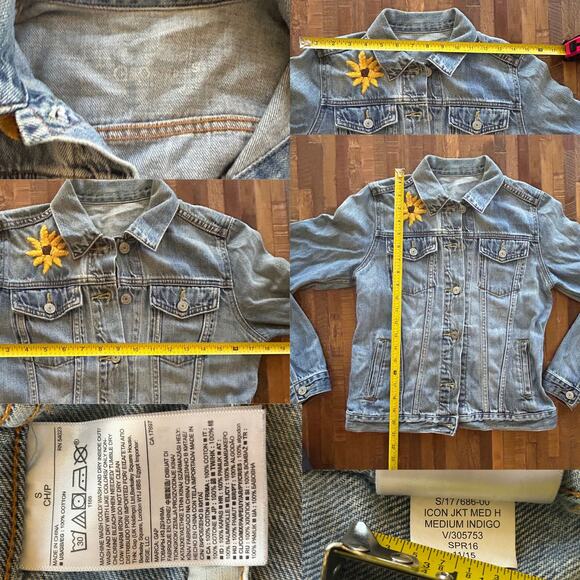 Rare Y2k Vintage Gap 1969 Embroidered Sunflower Jean Jacket, Limited Edition - Picture 7 of 7
